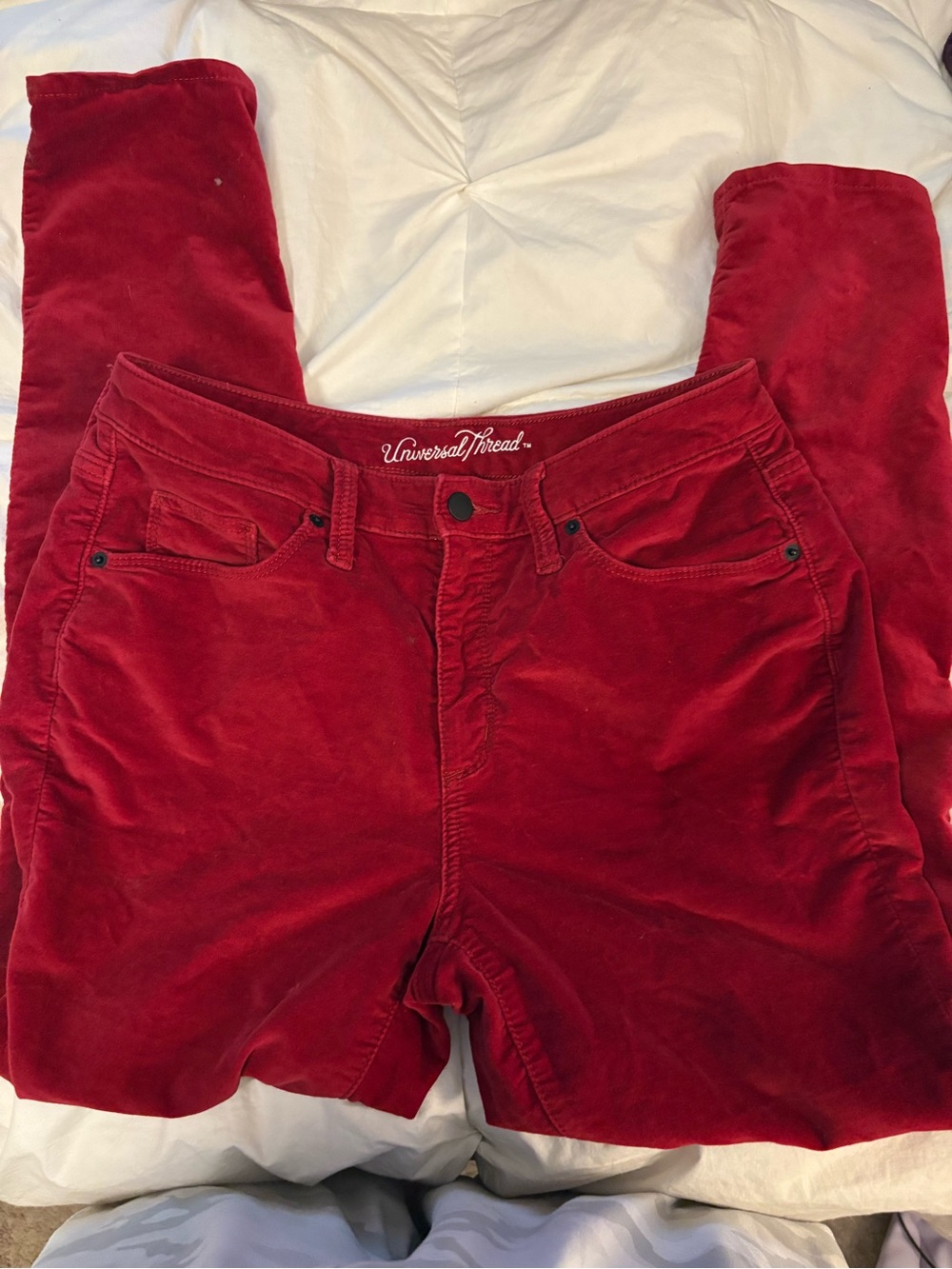 Universal Thread Women's Deep Red Corduroy Skinny Jeans